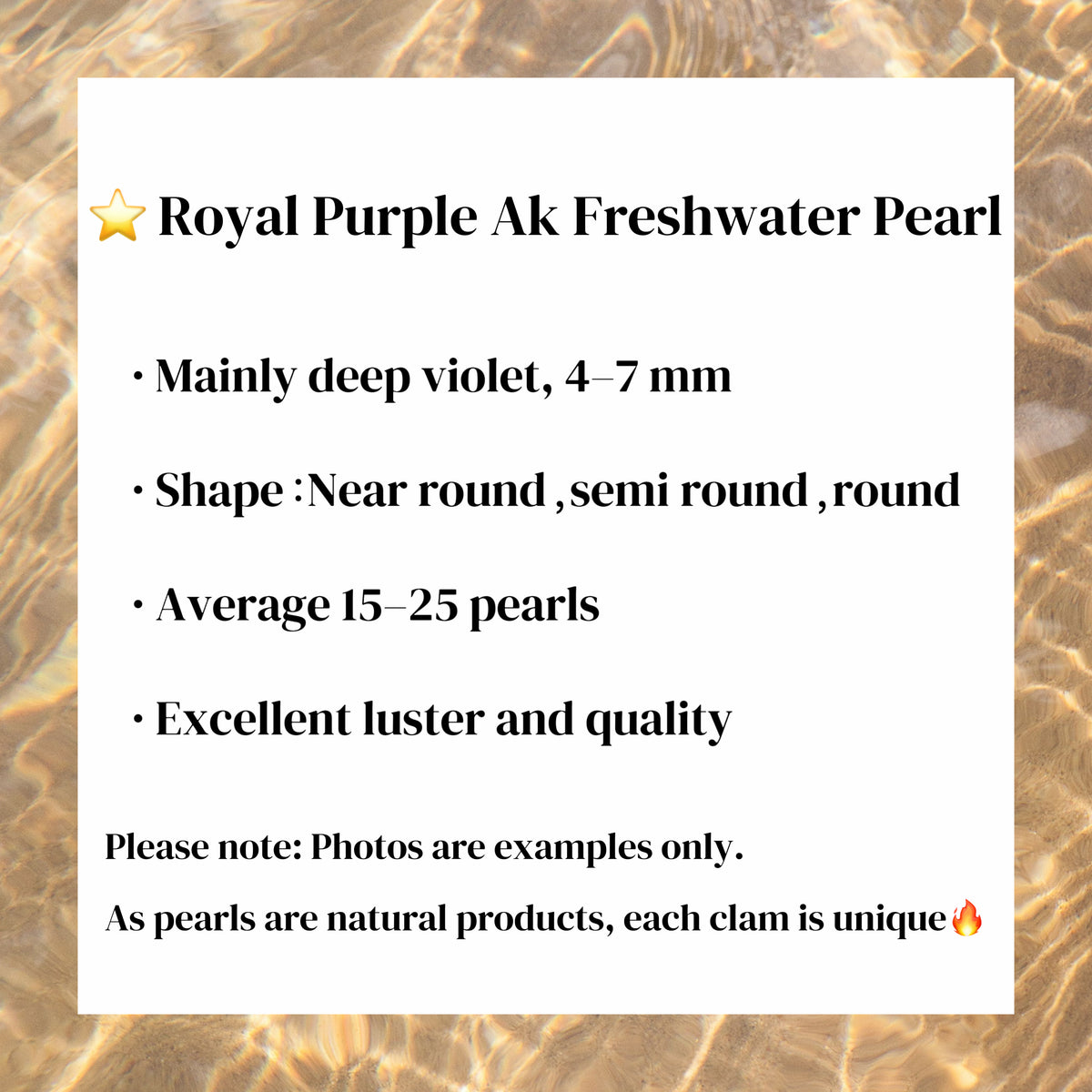 A05. Royal Purple AK Pearl Clam (15–25 Ak Pearls ) – Size: 4–7mm
