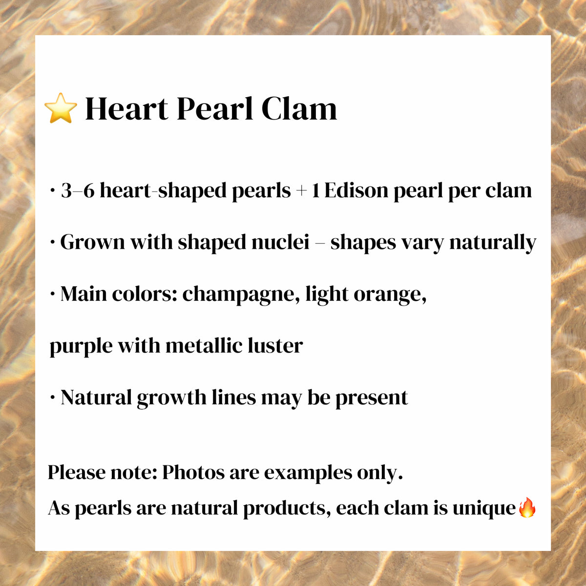A01. Heart-Shaped Pearl Clam (3–6 Heart Pearls + 1 Edison Pearl)